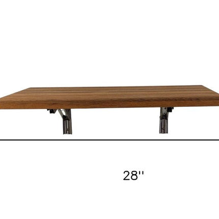 16" X 28" Brown Teak Wall Mount Rectangular Shower Bench HomeRoots