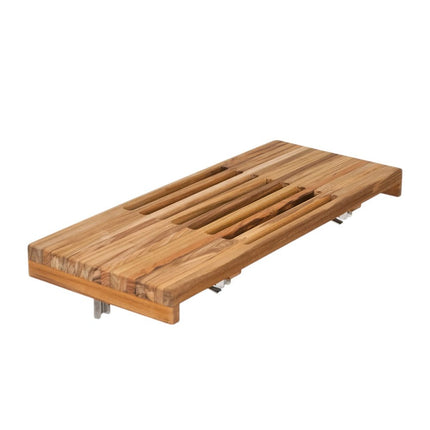 30" Brown Wall Mount Teak Rectangular Shower Bench HomeRoots