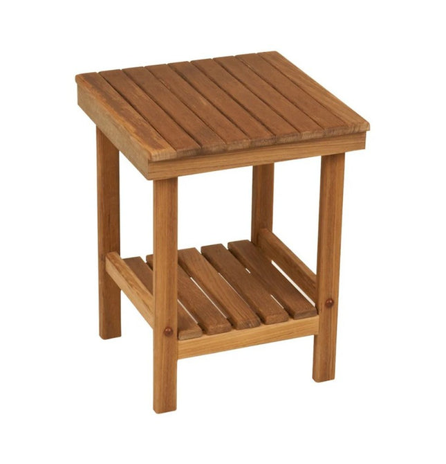 16" X 13" Brown Teak Square Shower Bench With Shelf HomeRoots