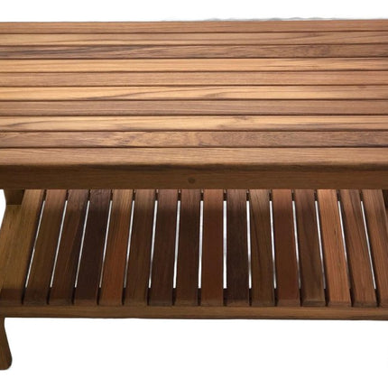 18" X 25" Brown Teak Rectangular Shower Bench With Shelf HomeRoots