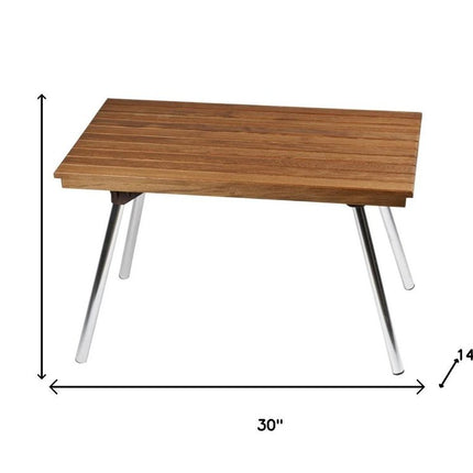 16" X 30" Brown Teak Rectangular Shower Bench