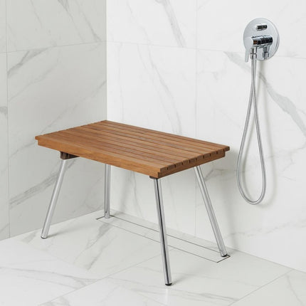 16" X 30" Brown Teak Rectangular Shower Bench