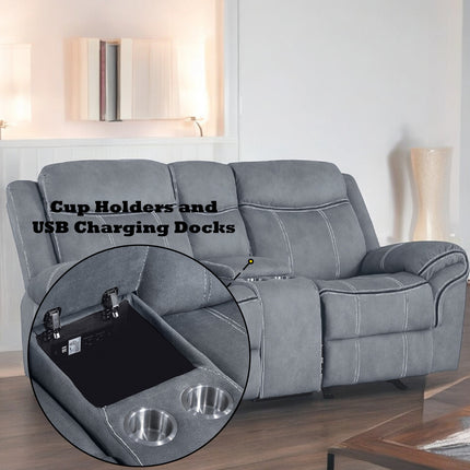 ACME 55026 Zubaida Loveseat, 2-Tone Gray Velvet  7