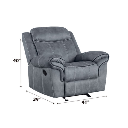 ACME 55027 Zubaida Recliner, 2-Tone Gray Velvet  7