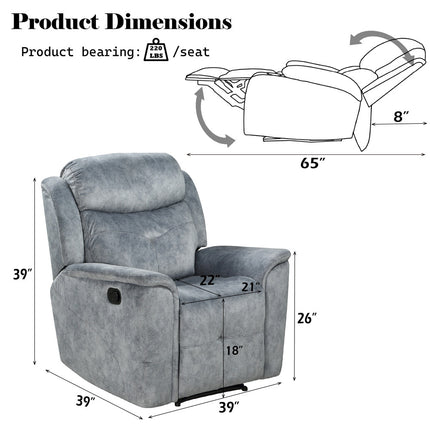 ACME 55032 Mariana Recliner, Silver Gray Fabric