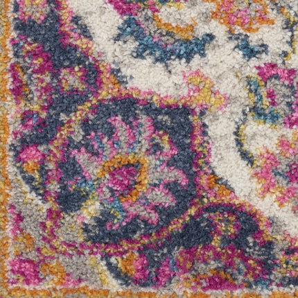 10' Ivory Blue And Yellow Floral Runner Rug HomeRoots