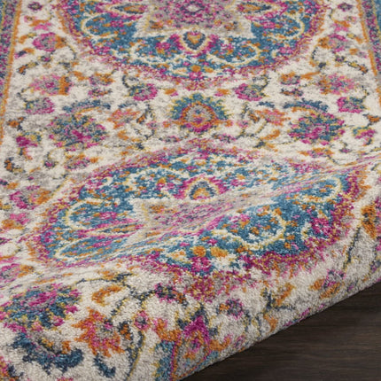 10' Ivory Blue And Yellow Floral Runner Rug HomeRoots
