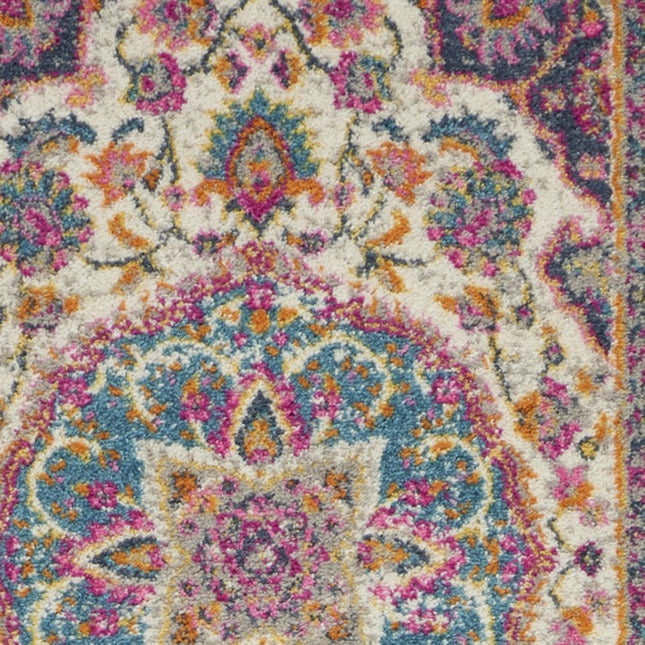 10' Ivory Blue And Yellow Floral Runner Rug HomeRoots