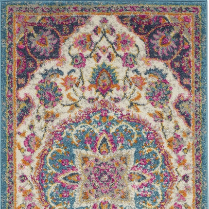 10' Ivory Blue And Yellow Floral Runner Rug HomeRoots