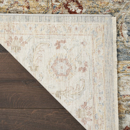 10' Ivory Blue And Orange Floral Medallion Distressed Runner Rug HomeRoots