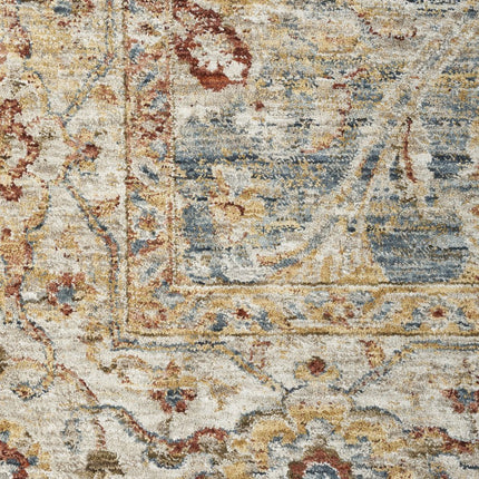 10' Ivory Blue And Orange Floral Medallion Distressed Runner Rug HomeRoots