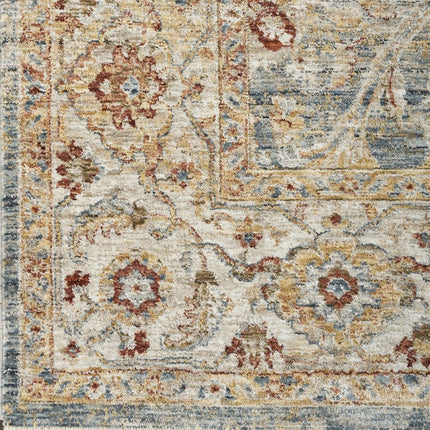 10' Ivory Blue And Orange Floral Medallion Distressed Runner Rug HomeRoots
