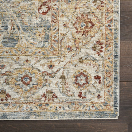 10' Ivory Blue And Orange Floral Medallion Distressed Runner Rug HomeRoots