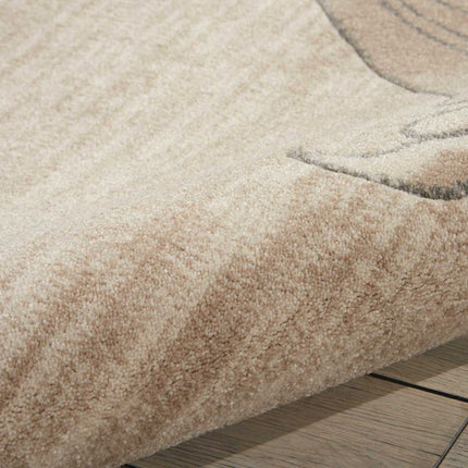 9' X 13' Tan Black and Ivory Damask Non Skid Area Rug HomeRoots