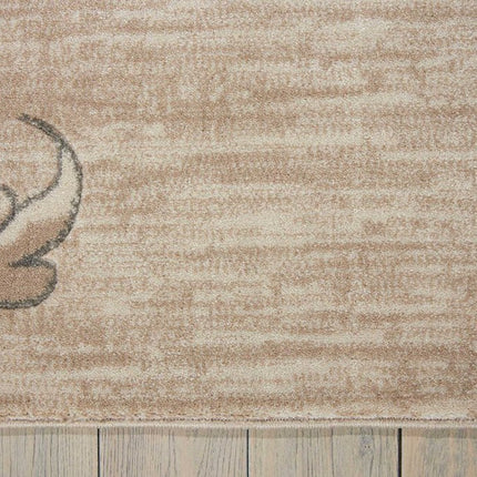 9' X 13' Tan Black and Ivory Damask Non Skid Area Rug HomeRoots