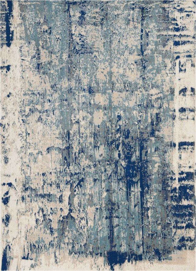 9' X 13' Ivory Blue and Slate Gray Abstract Non Skid Area Rug HomeRoots