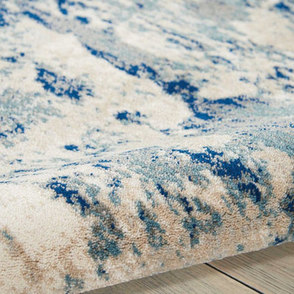 9' X 13' Ivory Blue and Slate Gray Abstract Non Skid Area Rug HomeRoots