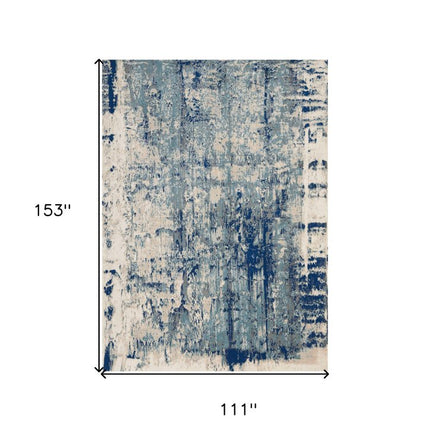 9' X 13' Ivory Blue and Slate Gray Abstract Non Skid Area Rug HomeRoots