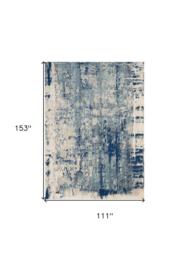 9' X 13' Ivory Blue and Slate Gray Abstract Non Skid Area Rug HomeRoots