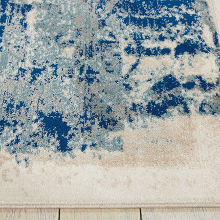 9' X 13' Ivory Blue and Slate Gray Abstract Non Skid Area Rug HomeRoots