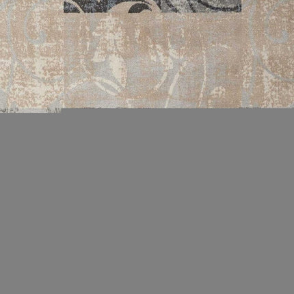 9' X 13' Tan Black and Ivory Floral Vines Non Skid Area Rug HomeRoots