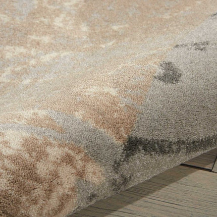 9' X 13' Tan Black and Ivory Floral Vines Non Skid Area Rug HomeRoots