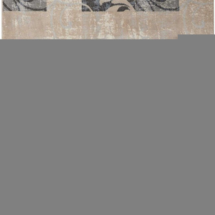 9' X 13' Tan Black and Ivory Floral Vines Non Skid Area Rug HomeRoots