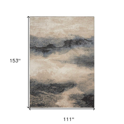 9' X 13' Gray Black and Beige Abstract Non Skid Area Rug HomeRoots
