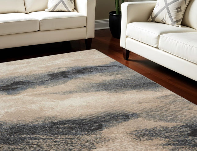 9' X 13' Gray Black and Beige Abstract Non Skid Area Rug HomeRoots