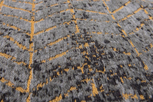 10' Black And Gold Chevron Washable Runner Rug HomeRoots