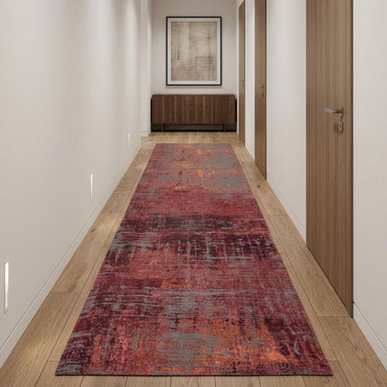 10' Gray And Red Abstract Runner Rug HomeRoots