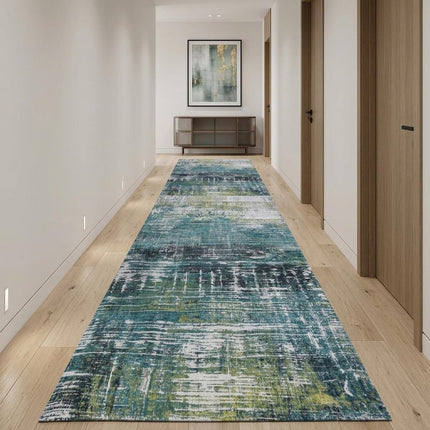 10' Blue And Green Abstract Runner Rug HomeRoots