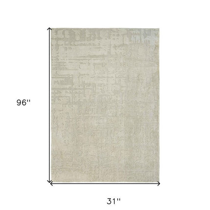 10' Beige And Gray Abstract Runner Rug HomeRoots