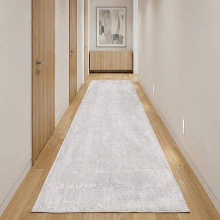 10' White Abstract Runner Rug HomeRoots
