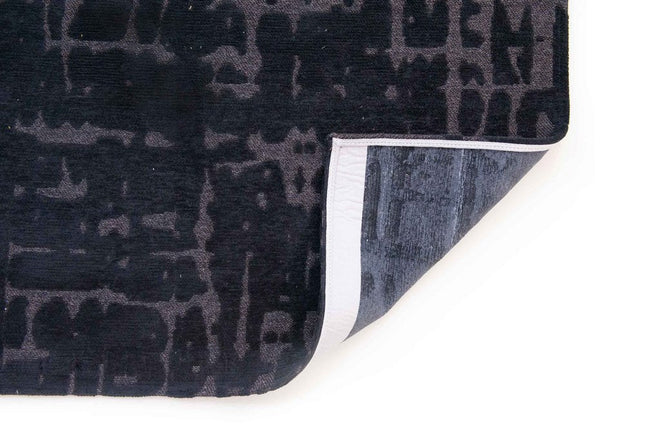 10' Black And Gray Abstract Washable Runner Rug HomeRoots