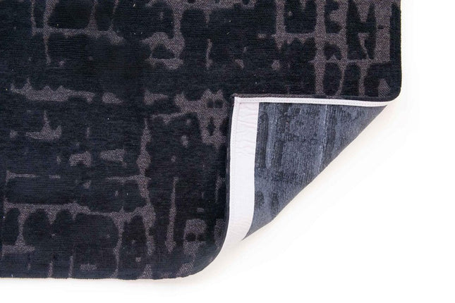 10' Black And Gray Abstract Washable Runner Rug HomeRoots