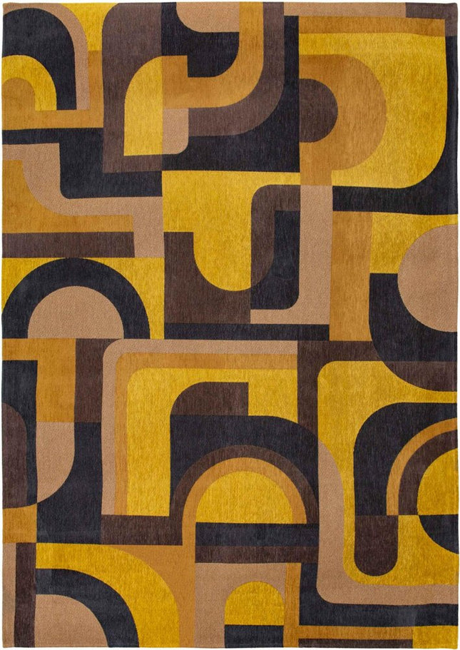 10' Black And Yellow Geometric Washable Runner Rug HomeRoots