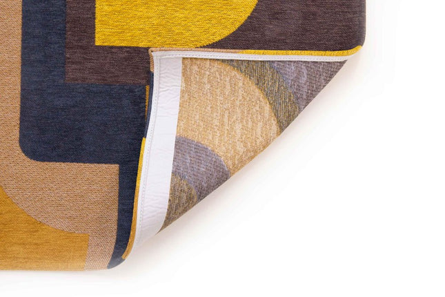 10' Black And Yellow Geometric Washable Runner Rug HomeRoots
