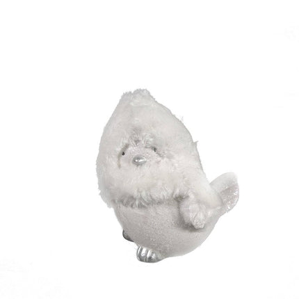 6" White And Silver Ceramic And Fabric Bird Christmas Santa Figurine HomeRoots