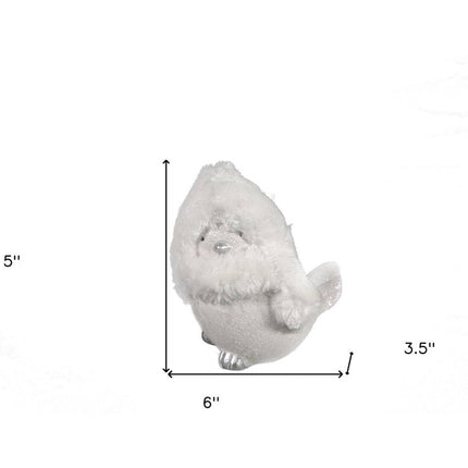 6" White And Silver Ceramic And Fabric Bird Christmas Santa Figurine HomeRoots