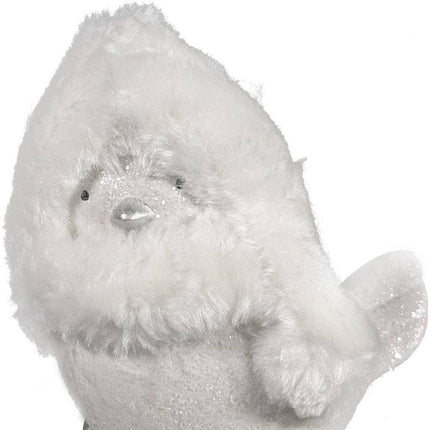 6" White And Silver Ceramic And Fabric Bird Christmas Santa Figurine HomeRoots