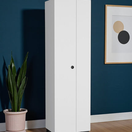 20" White and Black Wood Accent Cabinet With Two Doors HomeRoots