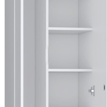 20" White and Black Wood Accent Cabinet With Two Doors HomeRoots