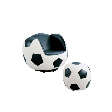 ACME 05525 All Star 2 Piece Pack Chair & Ottoman, Soccer: White & Black