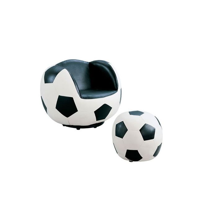 ACME 05525 All Star 2 Piece Pack Chair & Ottoman, Soccer: White & Black
