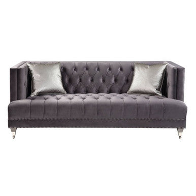ACME 55265 Hegio Sofa with 2 Pillows, Gray Velvet ACME Furniture