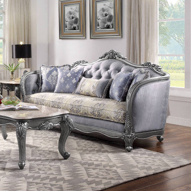 ACME 55345 Ariadne Sofa with 5 Pillows, Fabric & Platinum ACME Furniture