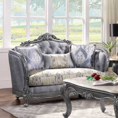 ACME 55346 Ariadne Loveseat with 3 Pillows, Fabric & Platinum ACME Furniture