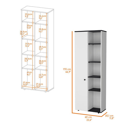 67" Black And White Wood Pantry Or Storage Closet