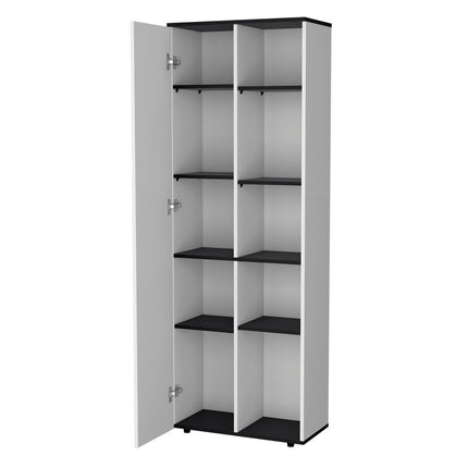 67" Black And White Wood Pantry Or Storage Closet